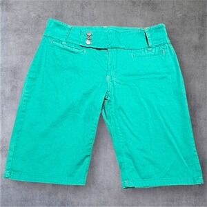 579 Bermuda Shorts Womens 9 Green‎ w/ Orange Stitching Cotton Knee Length Casual